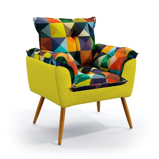 Imagem de Poltrona Opala F-015 Sued Estampado Colorido com Sued Aradecor