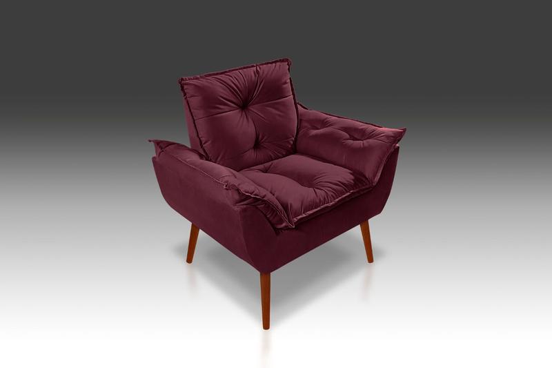 Imagem de Poltrona Opala Suede Vermelho Bordo Lm Decor