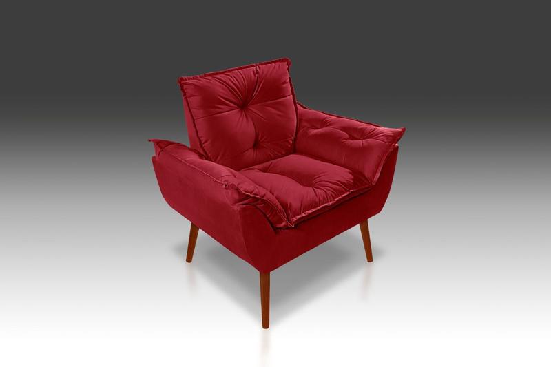 Imagem de Poltrona Opala Suede Vermelho LM Decor