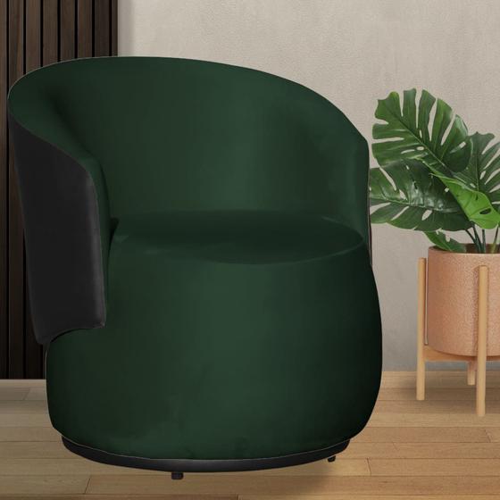 Imagem de Poltrona Orgânica Veludo Verde Com Composê Preto - Vallisa Decor