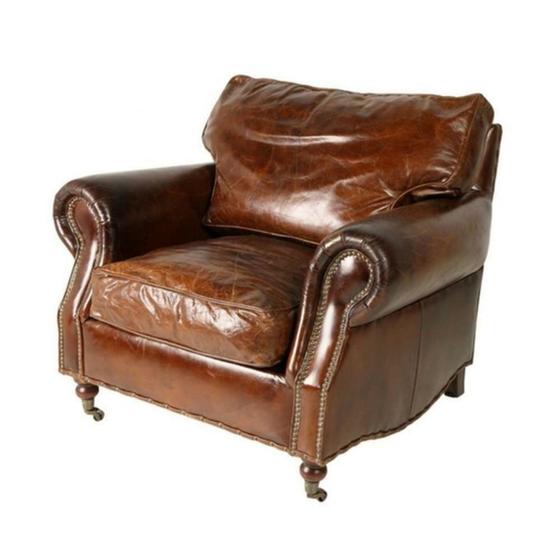 Poltrona Original Couro Legítimo Vintage Primeira Linha - LUXdécor ...