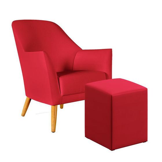 Imagem de Poltrona Orion com Puff Izar Sued Vermelho Aradecor