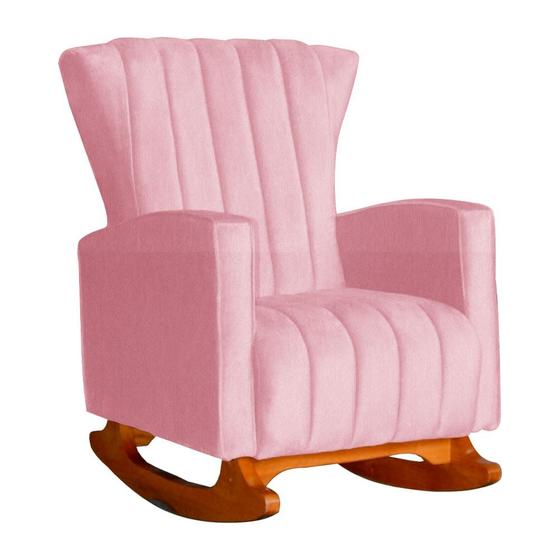 Imagem de Poltrona Para Amamentação Balanço Suede Rosa - Vallisa Decor