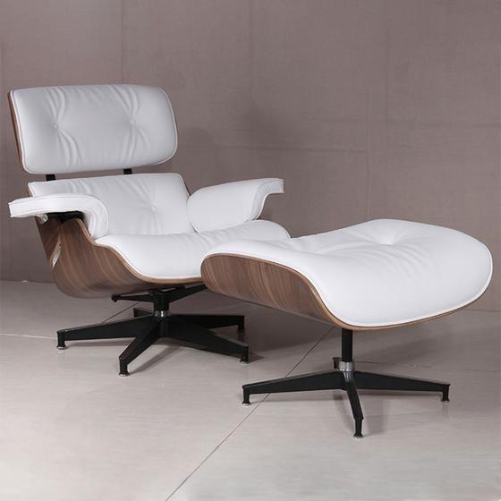 Imagem de Poltrona para Leitura Charles Eames com Puff Branco