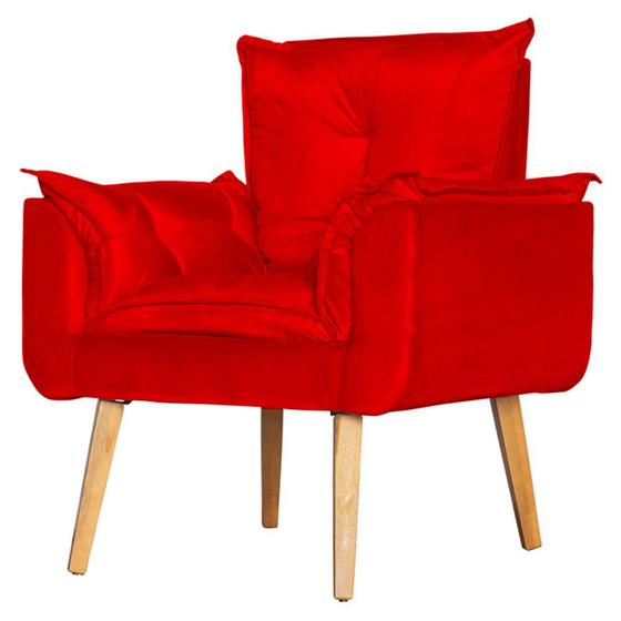 Imagem de Poltrona Para Sala Decorativa Opala Suede Vermelho Claro Rt Decor