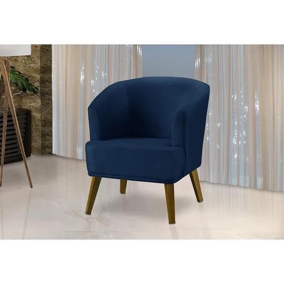 Imagem de Poltrona Para Sala Decorativa Thaisa Suede Azul Madelina Decor