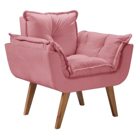 Poltrona Pérola Suede Rosa Menor preço em Poltrona Pérola Suede Rosa