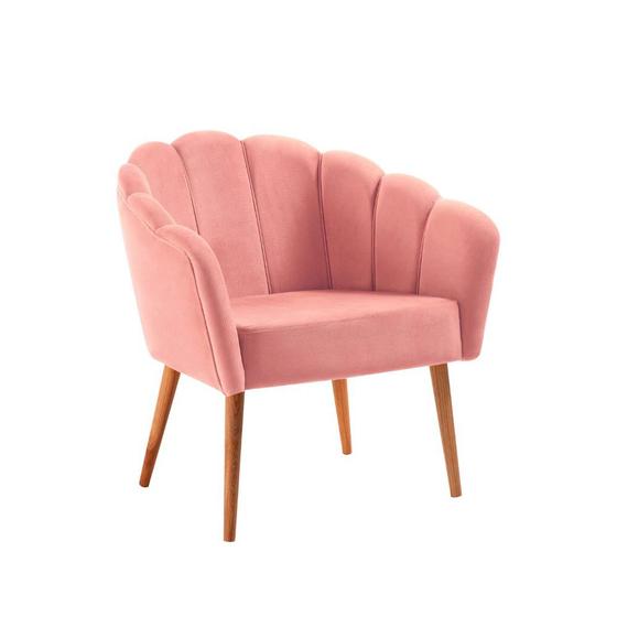 Imagem de Poltrona Pétala Slim Base Madeira - Rosa