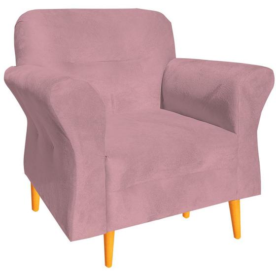 Imagem de Poltrona Pietra Decorativa Palito Luxo Tecido Rosa