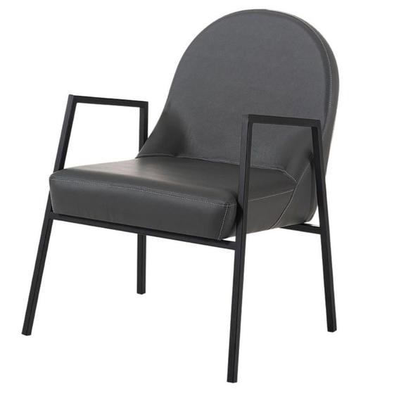 Imagem de Poltrona Ramone Daf Móveis Concha Multilaminada Revestida Espuma D28 material sintético Cinza Base Aço Preto