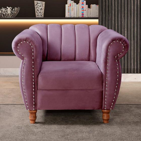 Imagem de Poltrona Realeza Chesterfield Cadeira Vintage Decoração Retrô Roxo