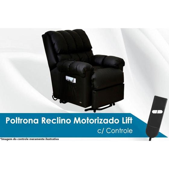 Imagem de Poltrona Reclinável p/ Sala  Texas Fantastic Zero Wall Motorizada c/ Lift Courano Preto - Probel