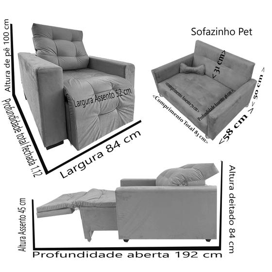 Imagem de Poltrona Retratil  e Reclinável Com Apoio De Pe Espanha Mais Sofa Pet Bob Diversas Cores