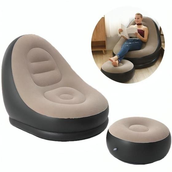 Imagem de Poltrona Sofá Inflável Ultra Lounge Com Pufe Sofá Preguiçoso