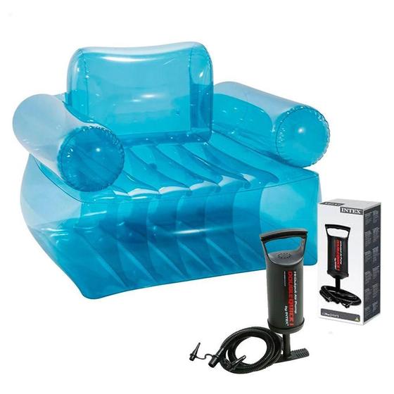 Imagem de Poltrona ul Puff Sofá Inflável Intex + Bomba De Ar Manual