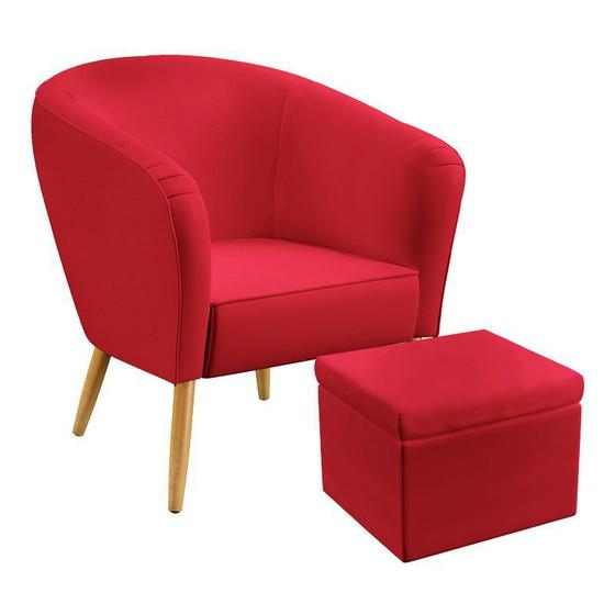 Imagem de Poltrona Vênus com Puff Quasar Suede Vermelho Aradecor