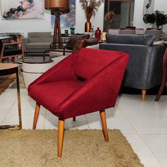 Imagem de Poltrona Vitoria Decorativa e Desmontável em Sued Pés Madeira Maciça