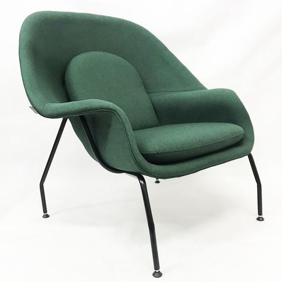 Imagem de Poltrona Womb Chair linho verde base preta - Poltronas do Sul