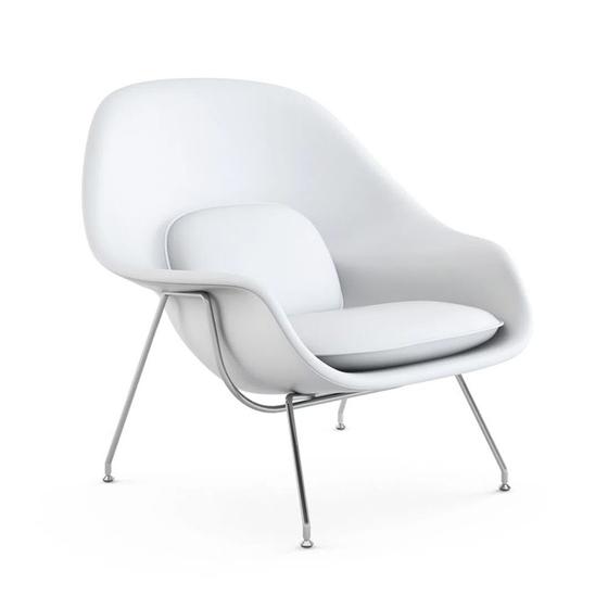 Imagem de Poltrona Womb Chair sem Puff Cromada Sintético Branco