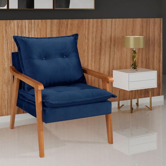 Imagem de Poltronas Decorativa Pérola Vivaro Decor Suede Azul Marinho