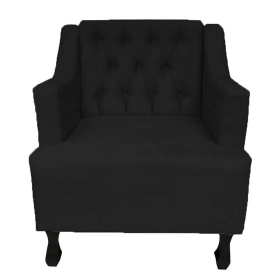 Imagem de Poltronas Decorativa Pés Luis XV Gênises Encosto Estilo Capitonê Suede Preto - DS Estofados