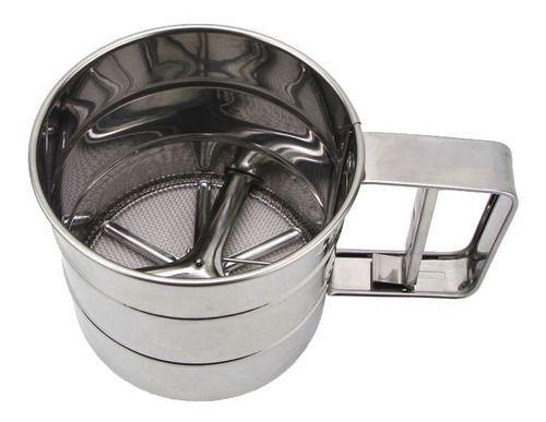 Imagem de Polvilhador Inox Luxo Peneirar Caneca Farinha Com Gatilho