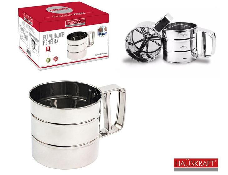 Imagem de Polvilhador Peneira Manual Aço Inox 250G Hauskraft