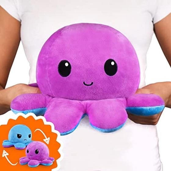 Imagem de Polvo de Pelúcia Reversível TeeTurtle Original - Grande (Roxo/Azul)