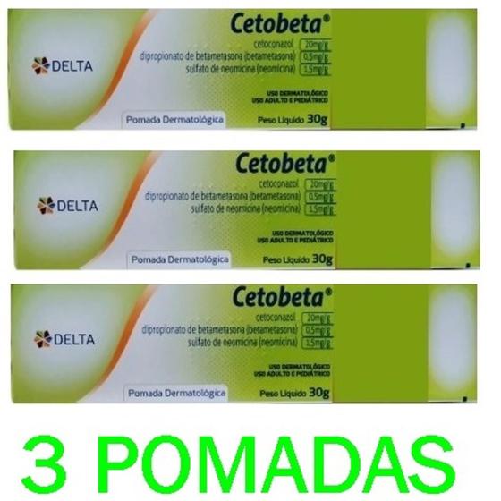Pomada Cetobeta Dermatite, Alergias 30g - DELTA KIT 3 UNID Menor preço em Pomada Cetobeta Dermatite, Alergias 30g - DELTA KIT 3 UNID