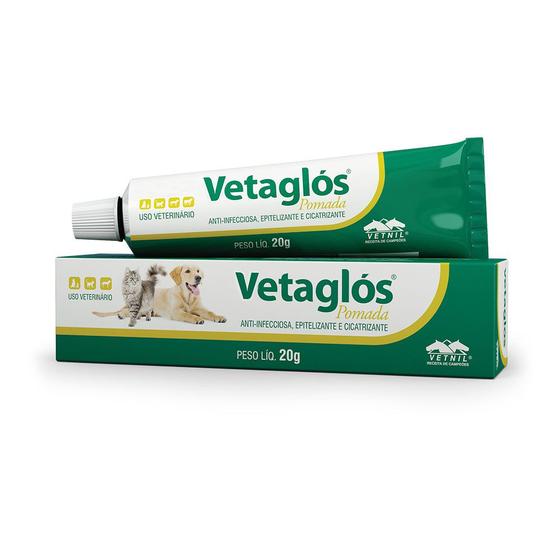 Imagem de Pomada Cicatrizante Vetnil Vetaglos para Cães e Gatos 20 g