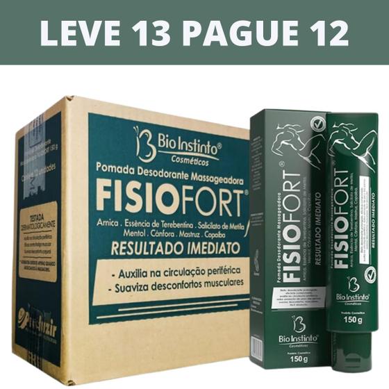 Imagem de Pomada Desodorante Massageadora Bio Instinto Fisiofort Bisnaga 150g Kit Promocional 13 Unidades