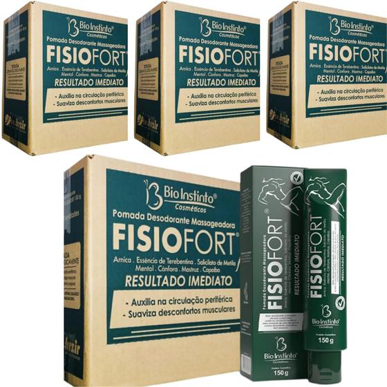 Imagem de Pomada Desodorante Massageadora Bio Instinto Fisiofort Bisnaga 150g Kit Promocional 48 Unidades