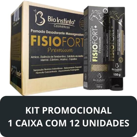 Imagem de Pomada Desodorante Massageadora Bio Instinto Fisiofort Premium Bisnaga 150g Kit 12 Unidades