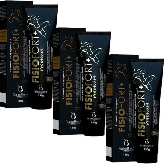 Imagem de Pomada Desodorante Massageadora Bio Instinto Fisiofort Premium Bisnaga 150g Kit 3 Unidades