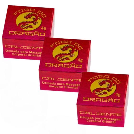 Imagem de Pomada Fogo do Dragão Caliente para Massagem Sensual - 3 unidades