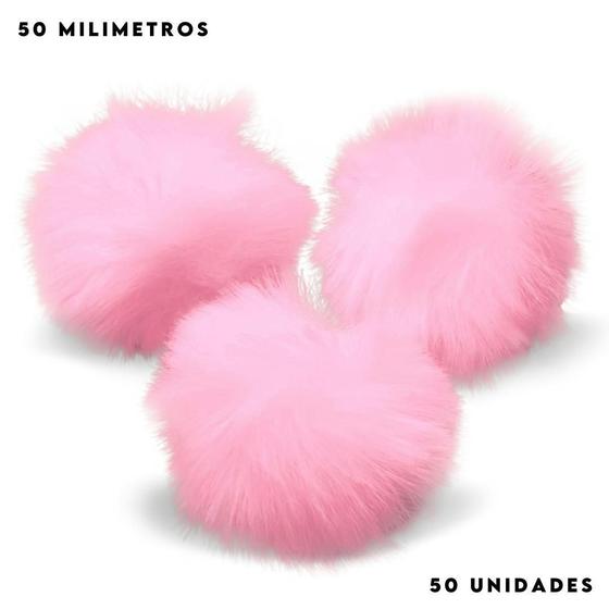 Imagem de Pompom Pelúcia Rosa Claro 50mm - Com 50 Unidades - UMK