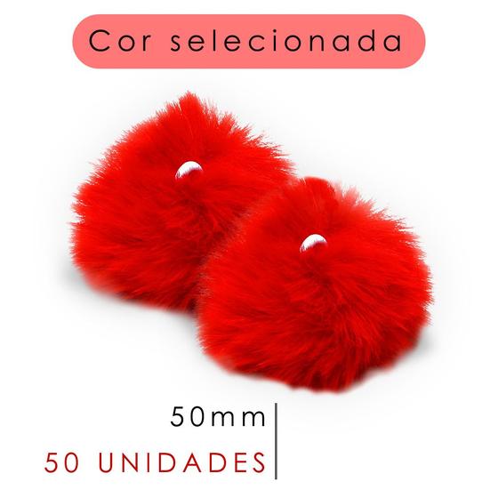 Imagem de Pompom - Pelúcia Vermelho 50 Mm - C/50 Unidades - Nybc