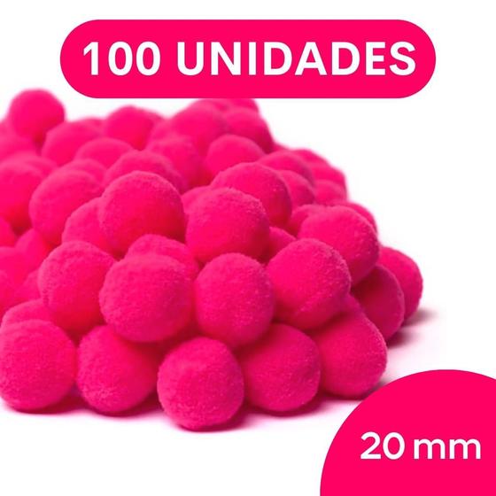 Imagem de Pompom Rosa Neon - 20Mm Pacote Com 100 Unidades - Nybc