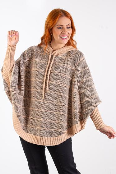 Imagem de Poncho feminino de malha com capuz 60014