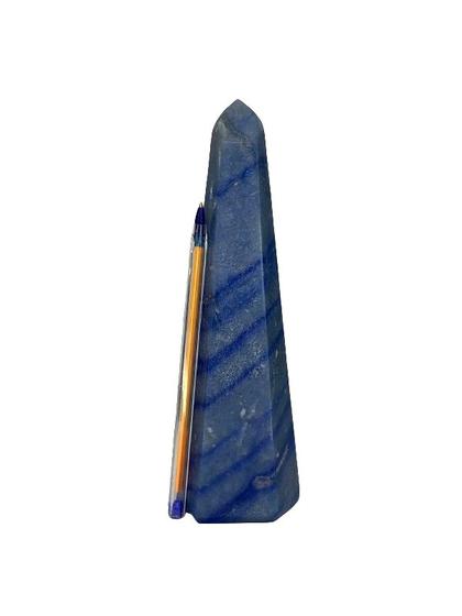 Imagem de Ponta Quartzo Azul Pedra Natural Gerador Sextavado 18cm 532g