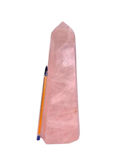 Imagem de Ponta Quartzo Rosa Pedra Natural Grande 22cm 1,4kg Classe A