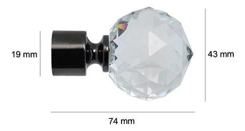 Imagem de Ponteira Bola Cristal Para Varão De Cortina Vettra 19mm