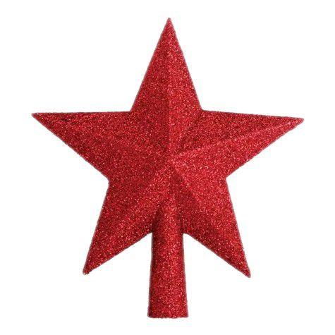 Imagem de Ponteira Estrela de Natal vermelha com glitter 20 cm