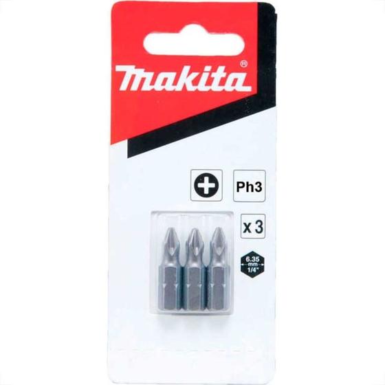 Imagem de Ponteira Makita Bits Phillips Ph3 X 25Mm Curta Com 3 Pecas B-23472