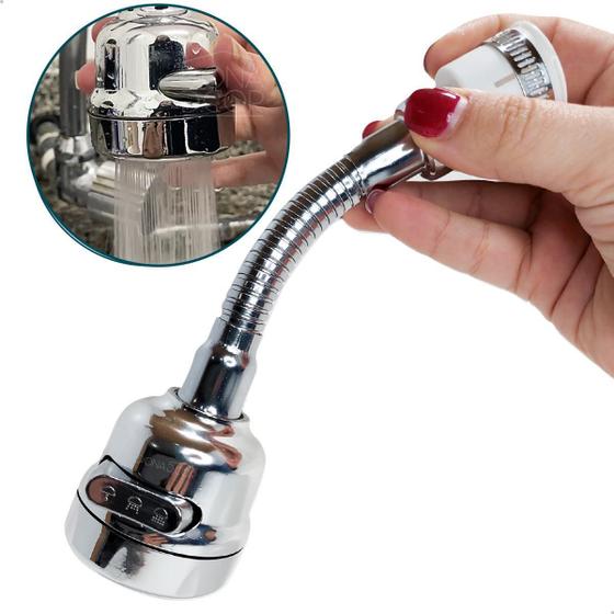 Imagem de Ponteira Torneira Com Extensor 3 Jatos Cozinha Arejador Inox