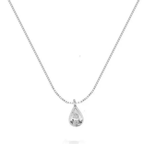 Imagem de Ponto Luz Gota Zirconia Corrente Veneziana 45Cm Prata 925