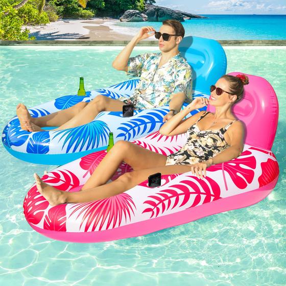 Imagem de Pool Float FindUwill, pacote com 2 cadeiras de piscina grandes para adultos