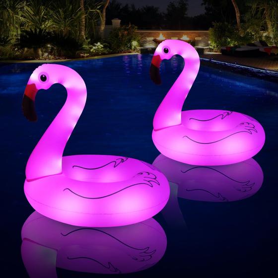 Imagem de Pool Float Flamingo FlyfreeU inflável com luzes solares 42cm