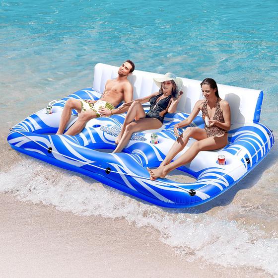 Imagem de Pool Float Opvener Lake para 3 pessoas com porta-copos e encosto