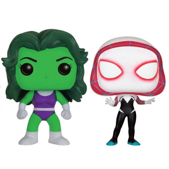 Imagem de Pop! Funko She-Hulk/Spider-Gwen dois pacotes exclusivos.